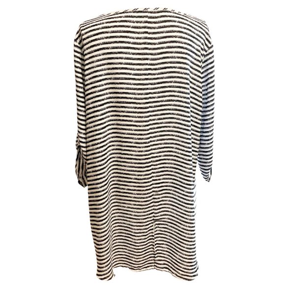 Chico's White and Black Striped High-Low Hem Top - Picture 3 of 9